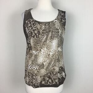 Chicos  Brown Animal Print Mesh Knit Tank Tops  size 0